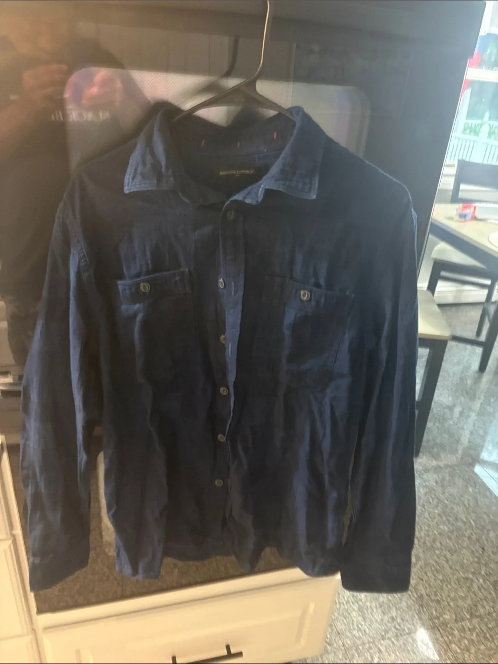 Men's Banana Republic Lightweight Navy Button-Front Shirt Jacket